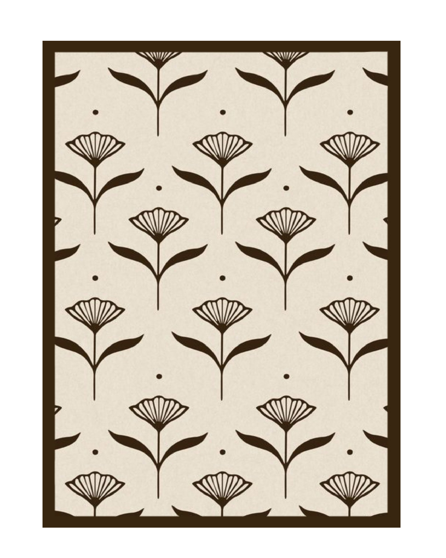 premium printed botanical rug with green floral vine pattern on beige base, modern floral printed carpet for living room bedroom decor