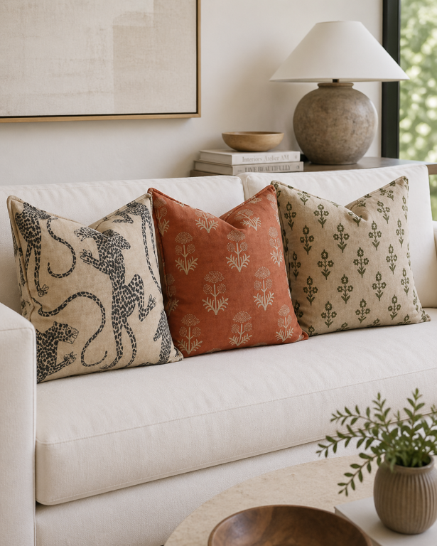 Wild Safari Chic – 3-Piece Animal Print Cushion Set for Luxury Living Rooms - close up