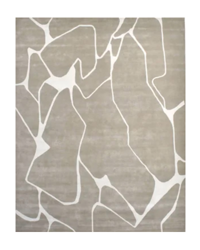 Sand Veins hand-tufted wool rug with abstract vein pattern in warm beige tones, soft textured pile, and modern luxury finish for living room decor.