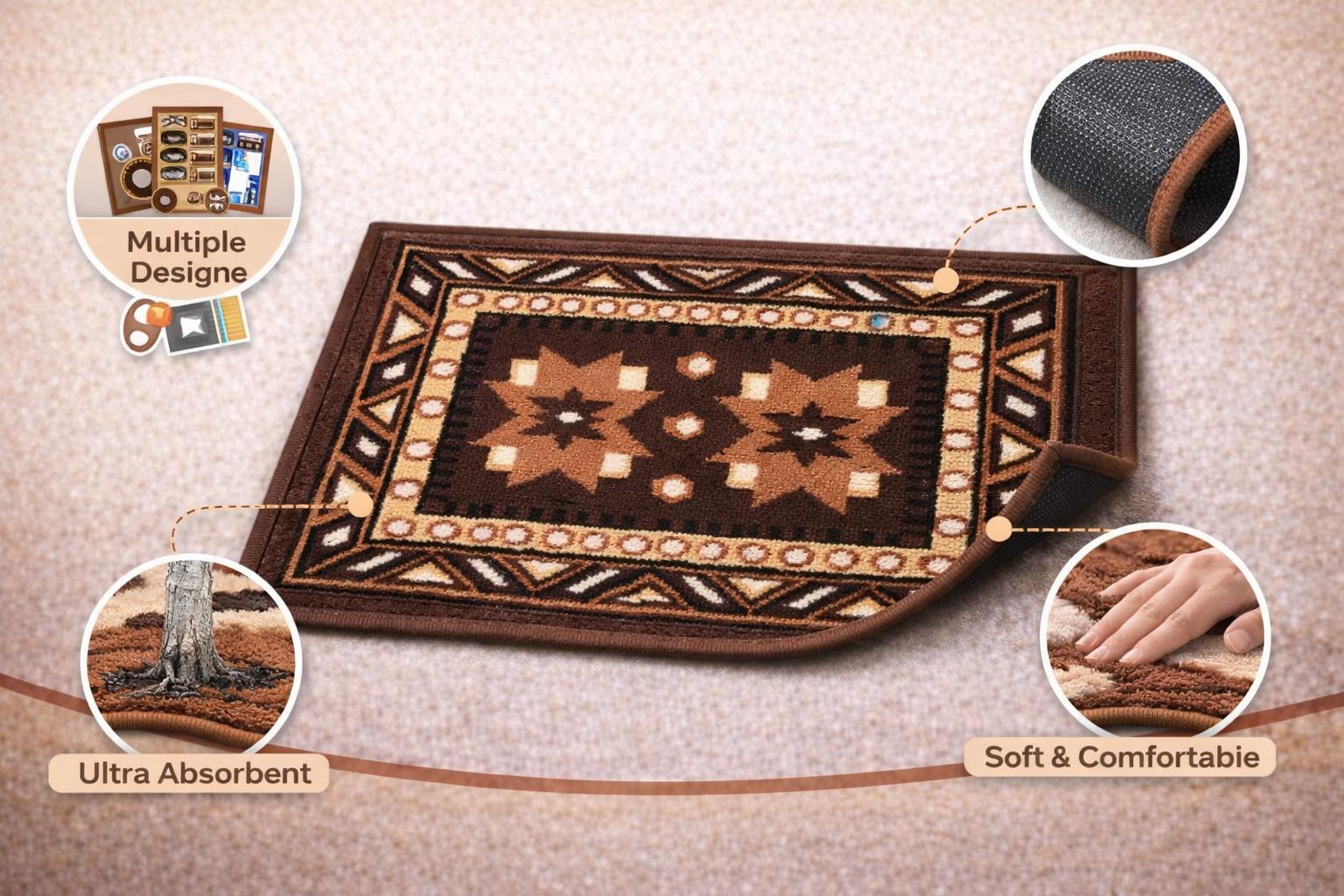 BCF Acrylic Viscose Floor Mat Anti Skid Washable Doormat for Home - Image 4