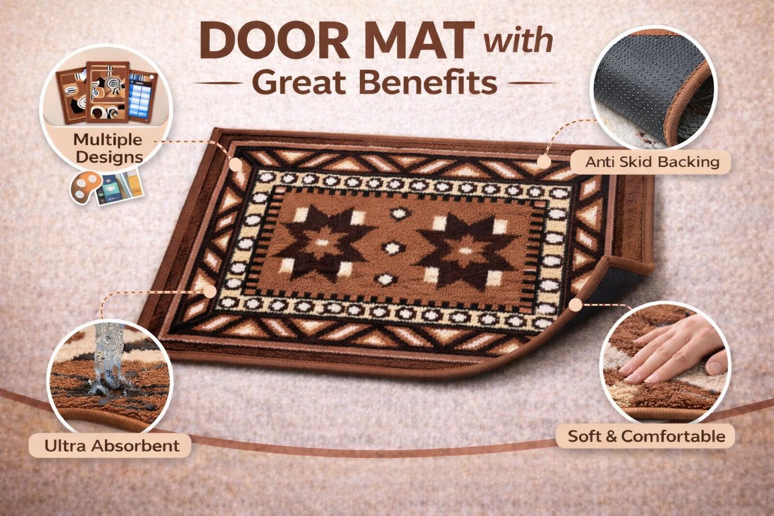 BCF Acrylic Viscose Floor Mat Anti Skid Washable Doormat for Home - Image 8