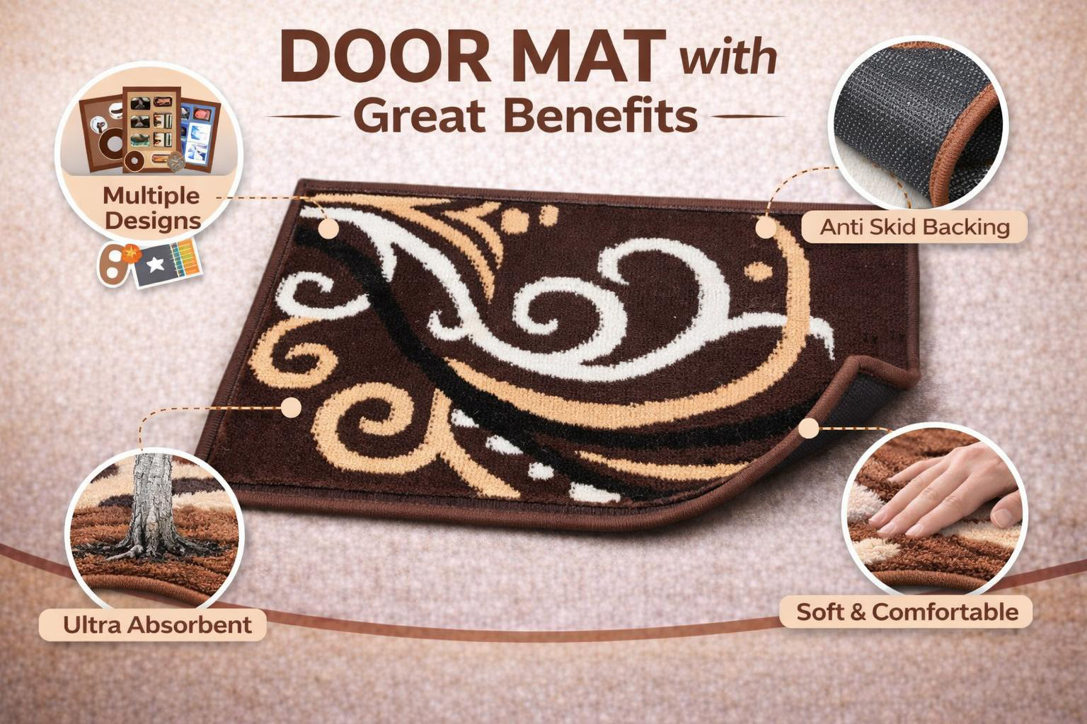 BCF Premium Doormat with Acrylic Viscose Finish Anti Slip Washable Rug - Image 3