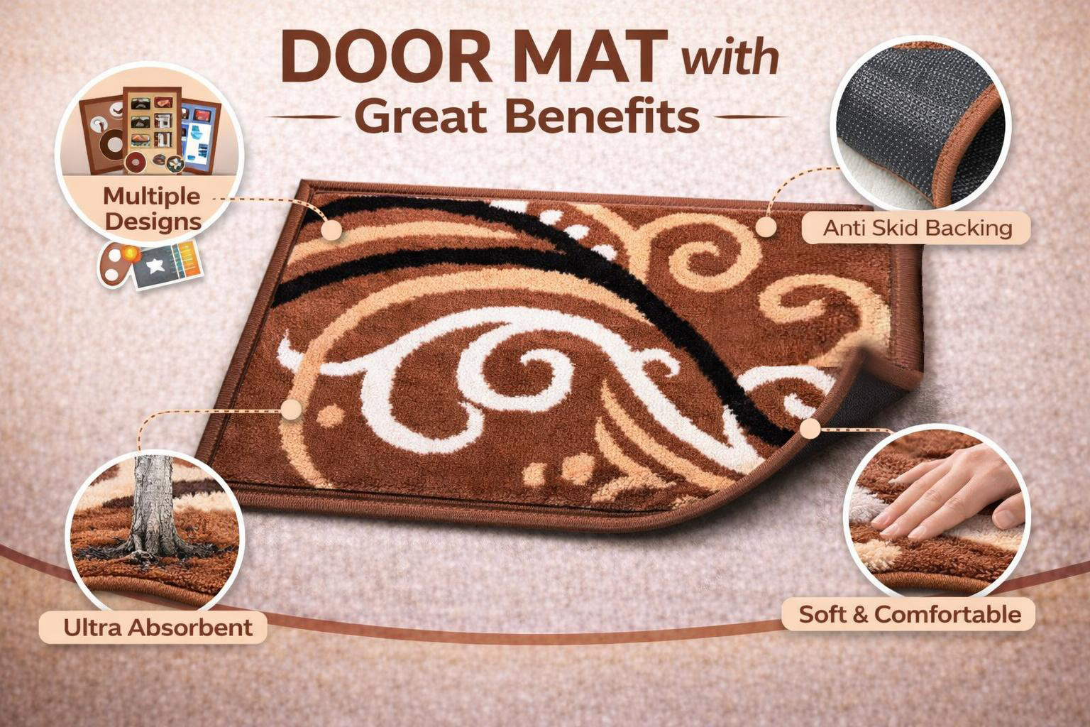 BCF Premium Doormat with Acrylic Viscose Finish Anti Slip Washable Rug - Image 7