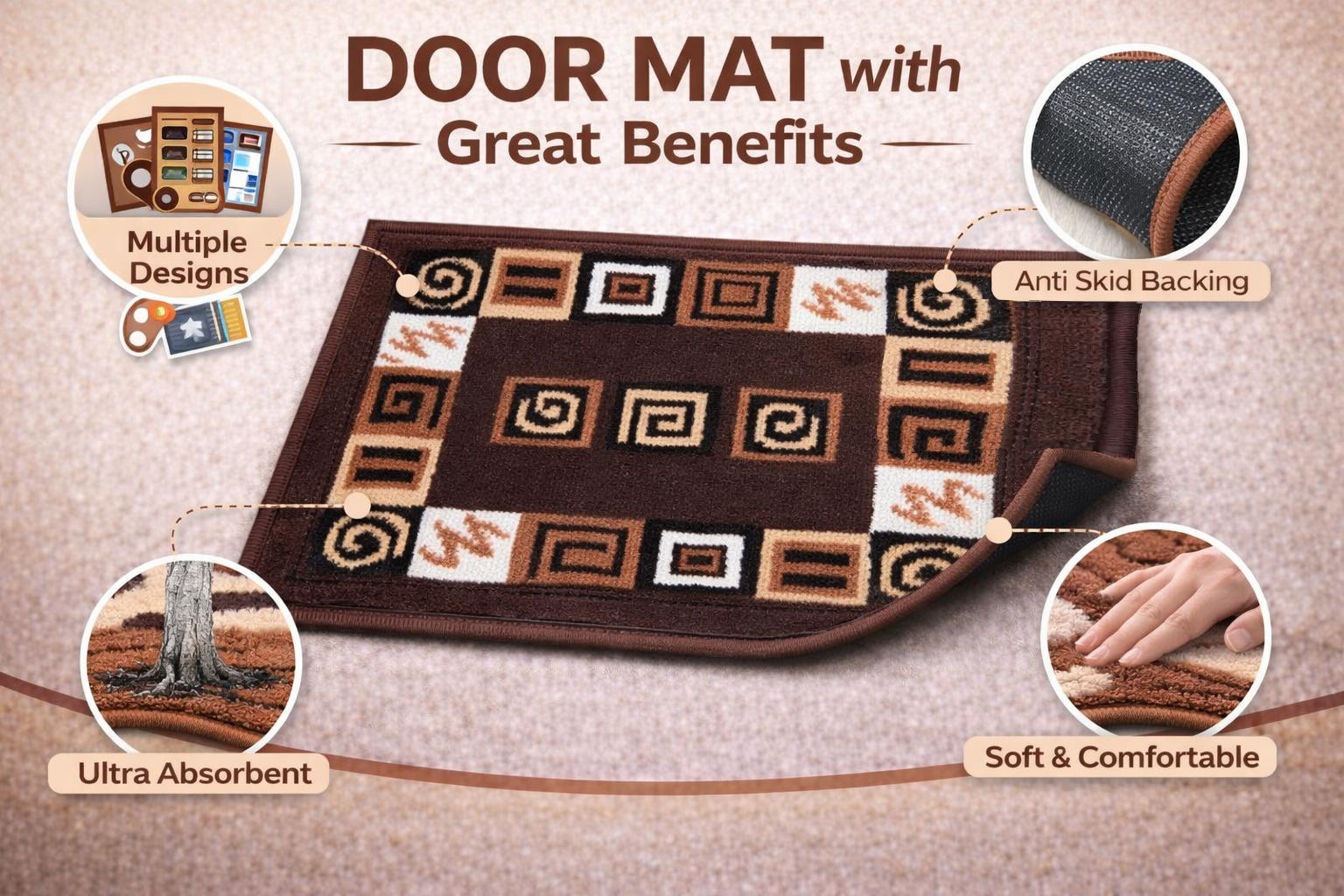 Acrylic Viscose BCF Doormat Anti Skid Washable Mat for Home & Office - Image 3