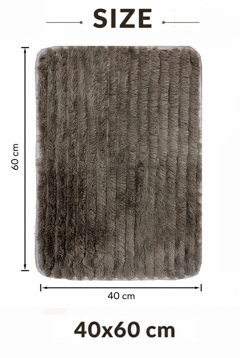 Ultra Soft Faux Rabbit Fur Lined Anti-Skid Mat – Grey (40x60 cm) - Image 5