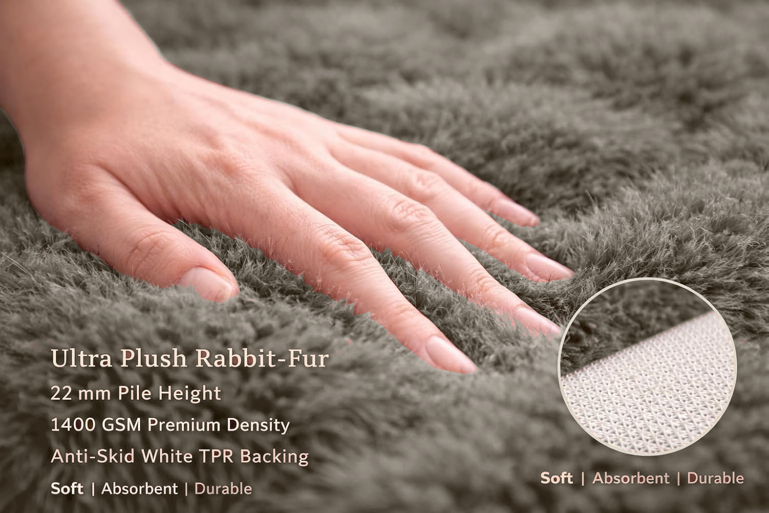 Ultra Soft Faux Rabbit Fur Anti-Skid Mat – Silver - Image 6