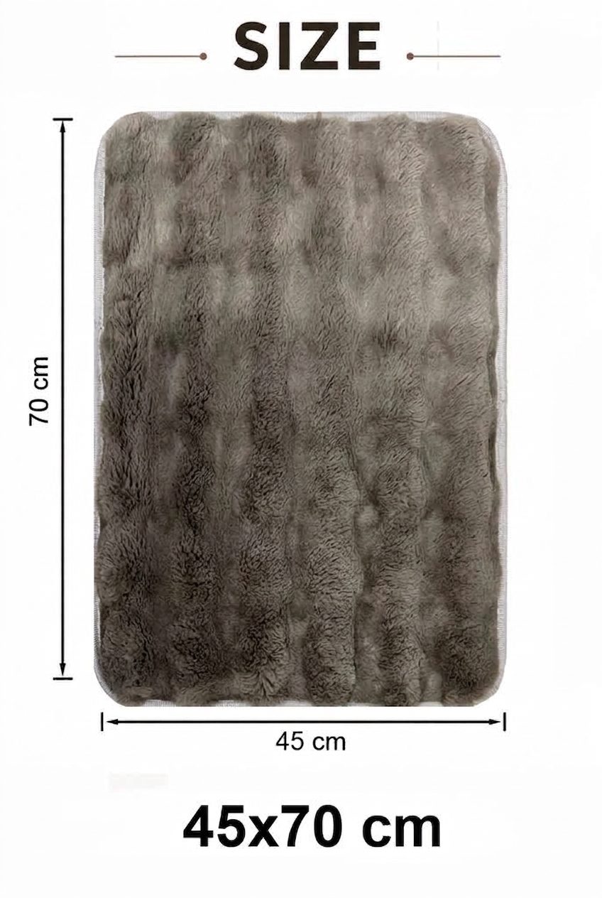 Ultra Soft Faux Rabbit Fur Anti-Skid Mat – Grey - Image 5
