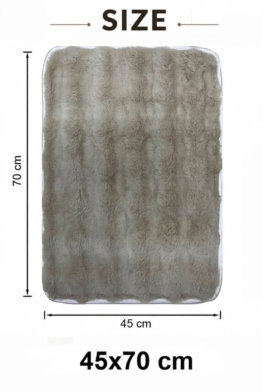 Ultra Soft Faux Rabbit Fur Lined Anti-Skid Mat – Silver (40x60 cm) - Image 7