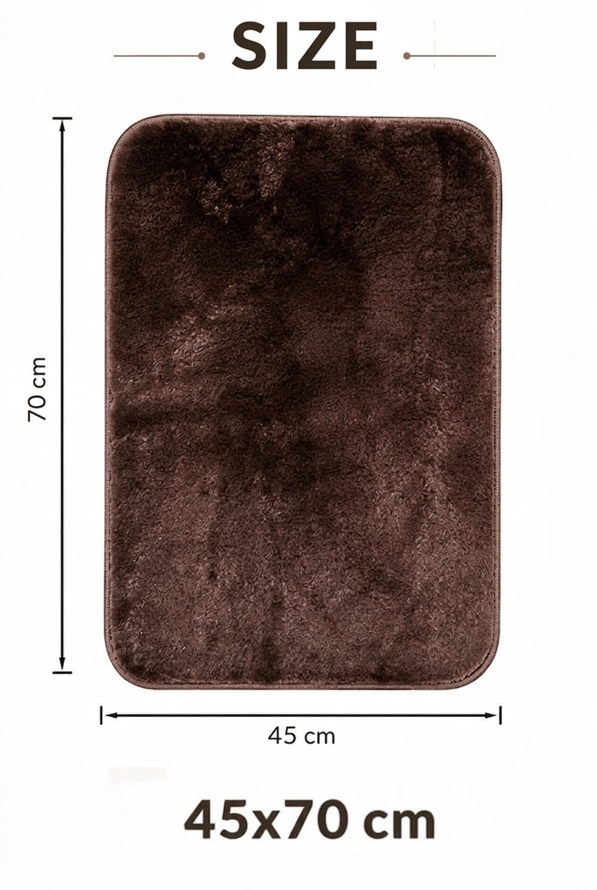 Ultra Soft Faux Rabbit Fur Plain Brown Doormat / Floor Mat (40x60 cm) - Image 6
